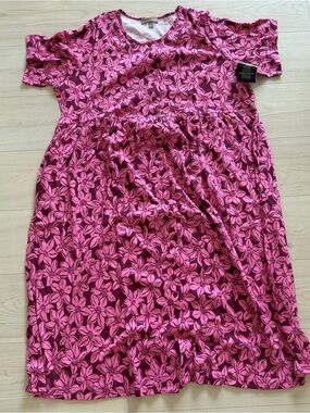 Woman Within Pink Floral Casual Dress